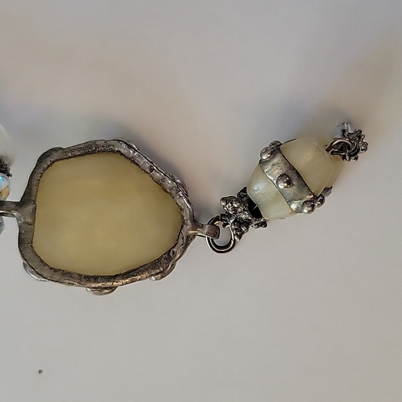 Maya Evangalista Primitive Chunk Stone Dangle Drop Necklace Mid Century Modern - Picture 11 of 12